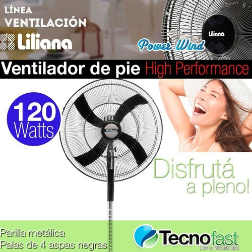 Ventilador De Pie Liliana Vvphp2416 120w 4 Aspas 3 Veloc.