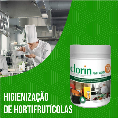 Clorin Pm Food Tabs Higienização Alimentos 10l