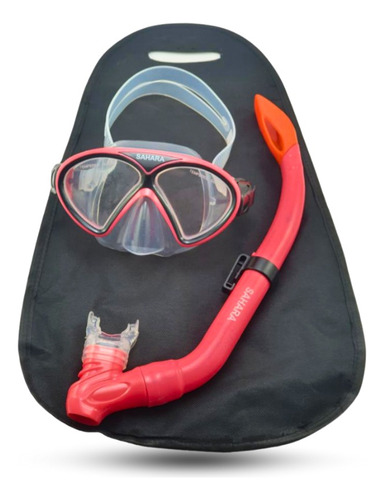 Kit Mergulho Máscara Respirador Snorkel Infantil Sahara Cor Rosa
