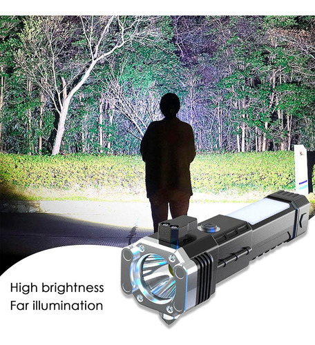 Linterna Led 3w Torch Recargable Con Martillo Para Automóvil