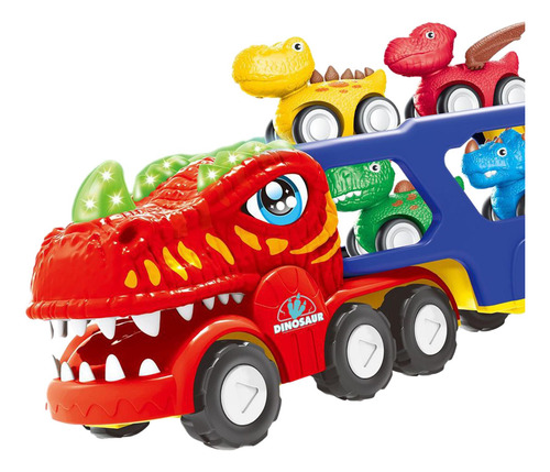 Juguete De Camión De Dinosaurio Con Luz T Rex Con 4 Coches