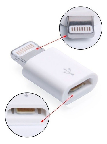 Adaptador Conversor Otg Micro Usb V8 Para Lightning iPhone Cor Branco