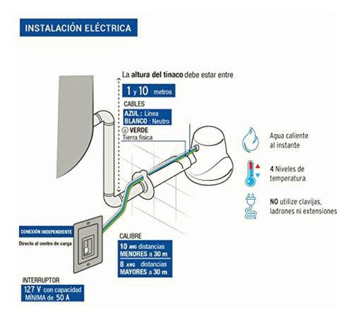 Foset Regel-6, Regadera Eléctrica De 4 Temperaturas Color