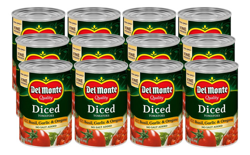 Del Monte Tomates Enlatados En Cubitos Con Albahaca, Ajo, Or