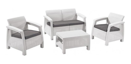 Juego De Living Keter Jardin Exterior Rattan 2 Cuerpos Corfu