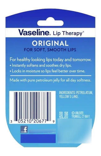 Bálsamo Para Labios Vaseline Lip Care Original 7 G
