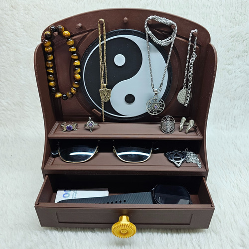 Alhajero Tetragramaton & Otros Símbolos Exhibidor De Joyas Yin Yang Blanco Y Negro