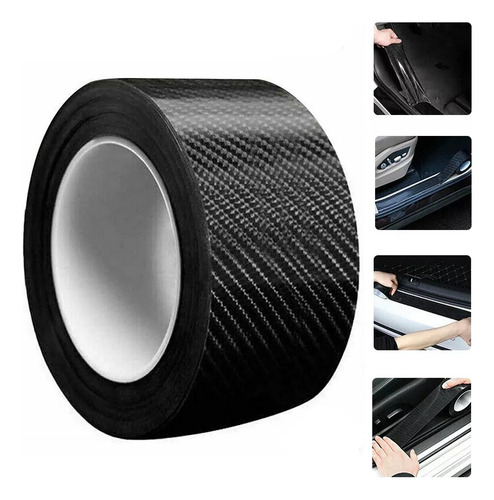 Cinta Fibra De Carbono Parachoques Pisadera Adhesiva 7cm*3m