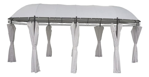 Pérgola Ovalada Con Cortinas Blancas 3 X 6 Mt
