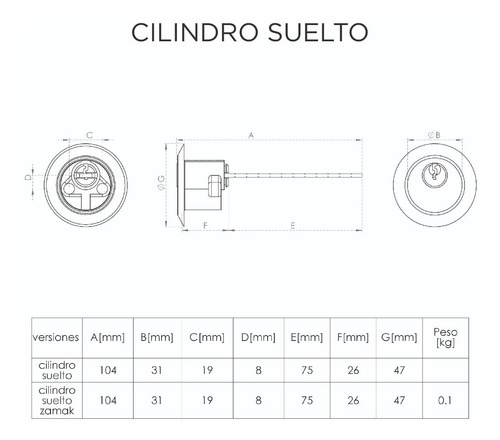 Imagen 7 de 8 de Cilindro Cisa Para Carros 60mm Con 2 Llaves