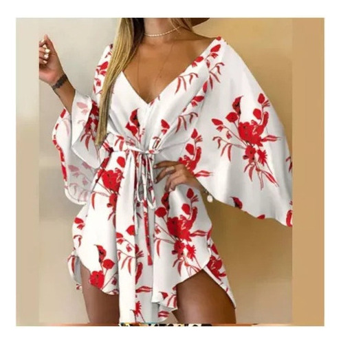 Vestido Kimono Playa Moda Pretina Suelta Verano