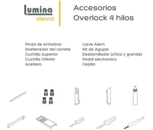 Imagen 6 de 10 de Overlock Semi Industrial 4 Hilos + Kit 3 Tijeras Metálica!!