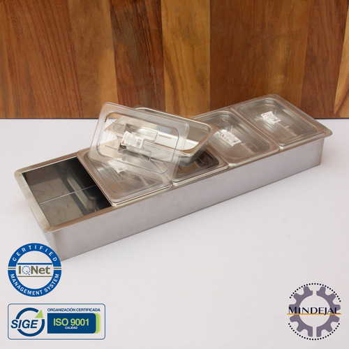 Charola Porta Insertos 5 1/4 Salsera Ensaladera Acero Inox Color Gris