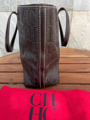 Bolsa Carolina Herrera Original,piel Chocolate,mujer Chocolate Piel Con Letras No Chocolate