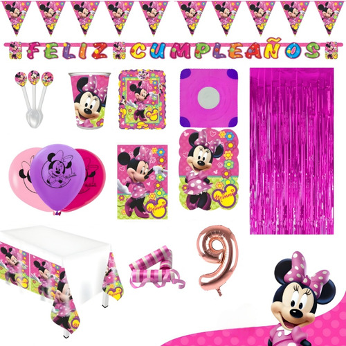Kit Infantil Decoración Fiesta - Minnie Mouse X36 Invitados