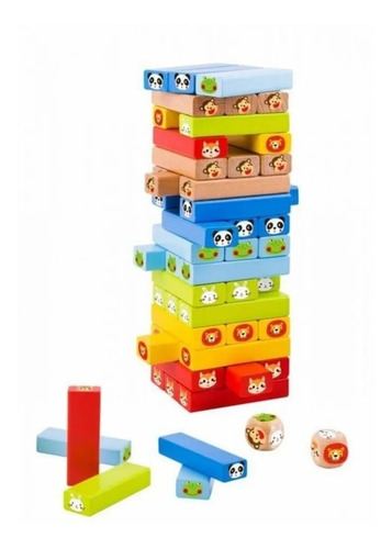 Imagem 2 de 4 de Brinquedo Jenga Animais Com Dados Tooky Toy