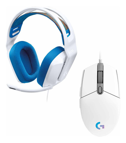 Audifono Gamer Logitech G335 + Mouse Logitech G203 Blanco