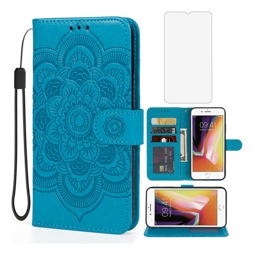 Funda Para iPhone 6 iPhone 6s Azul Piel Sintetica-2
