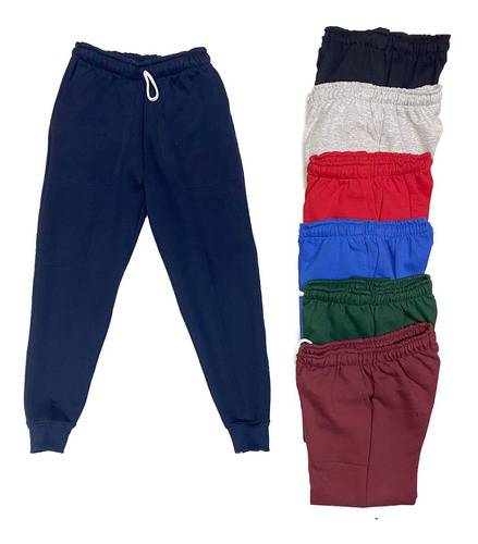 Pantalón Jogging C/ Puño 4 A 16 Doble Friza Escolar Colores