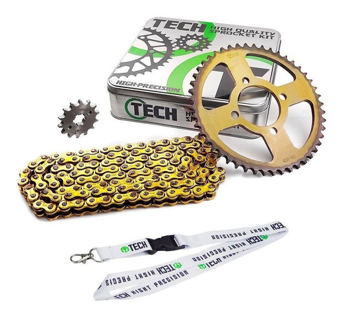 Kit Transmision Tech Yamaha Xtz 125 48-14 C/cadena Ref Oro 