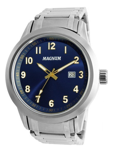 Relógio Analógico Quartzo, Aço Inox, Azul, 4.7 Cm