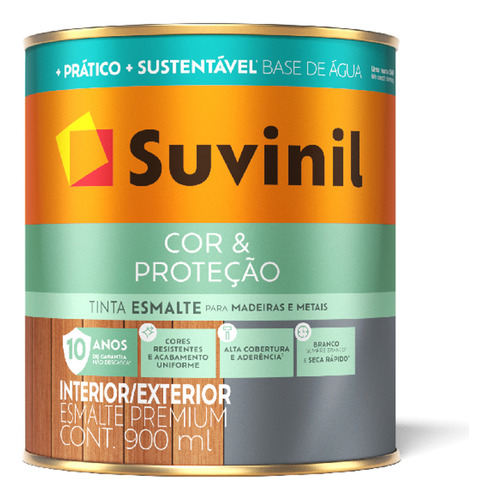 Esmalte Cor & Proteção Base Água Branco Fosco 0,9l Suvinil