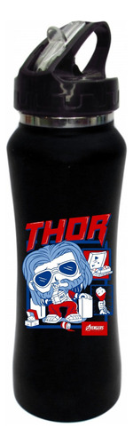 Termo Pitillo Thor Avengers Botilito Negro 650ml 