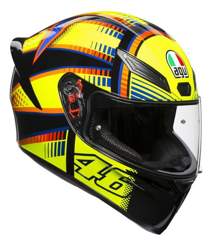 Capacete para moto  integral AGV  K1 210281A  black e yellow soleluna 2015 tamanho GG 