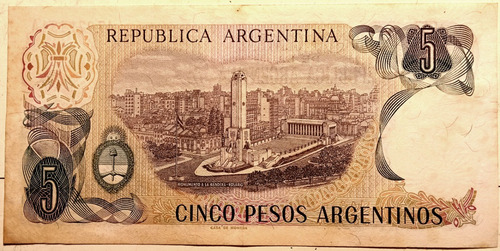 Billete Antiguo 5 Pesos Argentinos 1983-1985 (Usado)