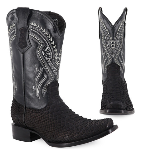 Bota Vaquera Para Hombre Piel De Piton Nobuck El Malcreado
