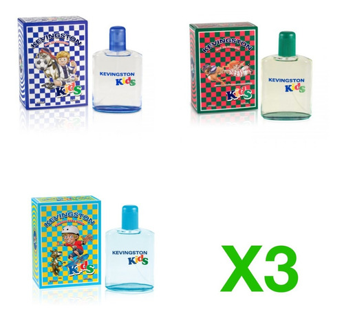 Pack Regalo X3 Perfumes Colonia Kevingston Kids X100 Ml 