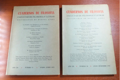 Cuadernos De Filosofía Año 1972 Completo Numeros 17 Y 18 Uba