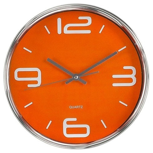 Reloj Redondo 30 Cm Cuadrante Naranja Pared Jovifel Art 4575