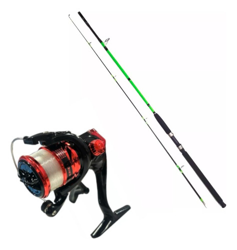 Combo Pesca Reel Frontal Y Caña 2,10 Mts X-force  Bentancor