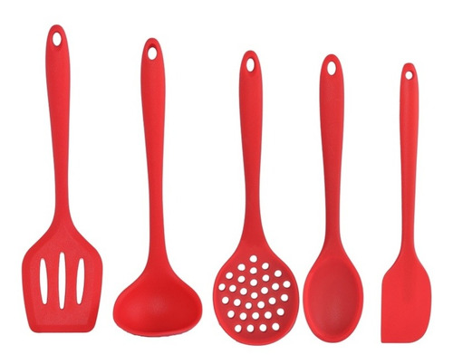 Jogo 5 Peças Utensílios P/ Cozinha Em Silicone