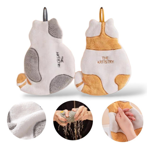 Toalla De Mano Con Forma De Gato, Pack De 2 Color Blanco Gato