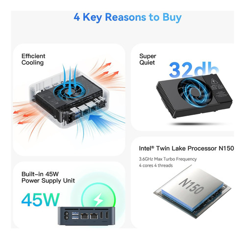 Trigkey Key-n150 Mini Pc, Intel Twin Lake Hasta 3.60 Ghz) Mi