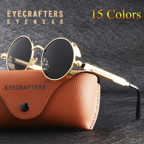 Gafas De Sol Redondas De Metal Steampunk Para Hombre Y Mujer