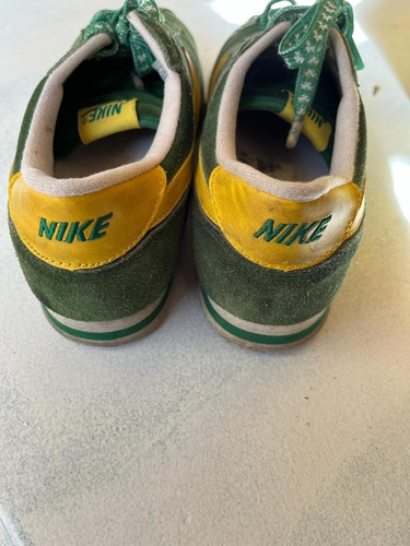 Imagen 3 de 7 de Zapatillas Nike Cortez Verdes Gamuza Us 7.5 Poco Uso