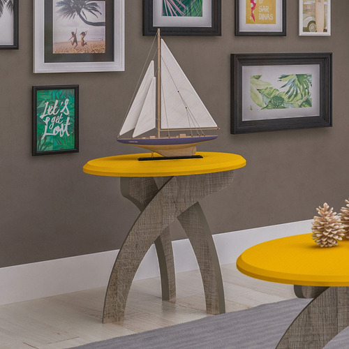 Mesa lateral, telefone, mesa de cabeceira Bertolini Jade Cinnamon Yellow