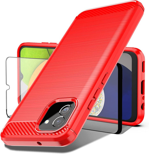 Funda Samsung Galaxy A03 + Protector De Pantalla - Rojo