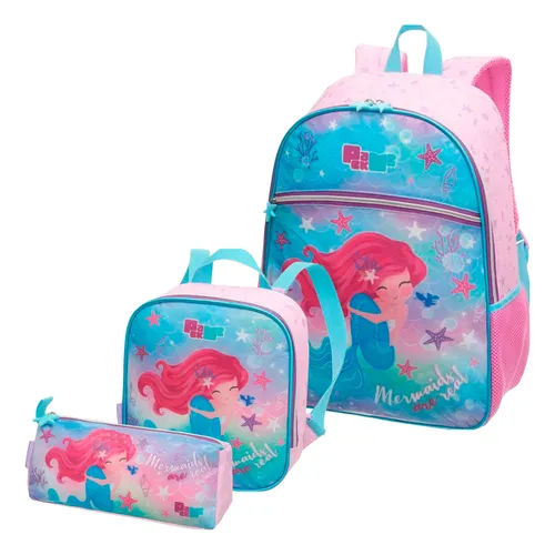 Kit Pacific Mochila Lancheira Estojo Pack Me Little Mermaid Frete Grátis Kit Pacific Mochila Lancheira Estojo Pack Me Little Mermaid Frete Grátis