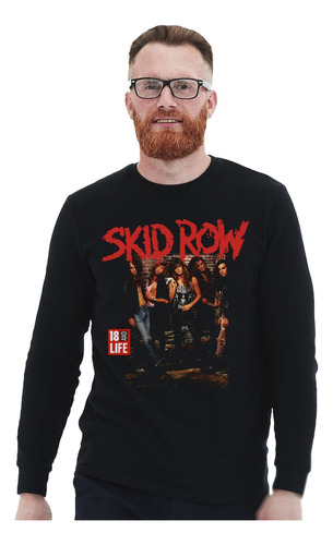 Polera Ml Skid Row 18 And Life Rock Impresión Directa