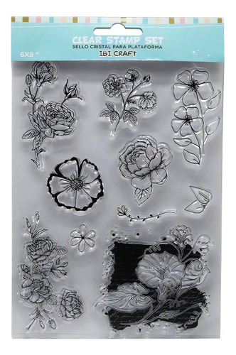 Placa de vedação de vidro de silicone Ibico 6x8 flores, cor exterior transparente