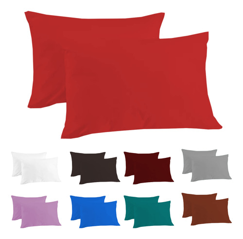 Set 2 Fundas Almohada 1800 Egipician Soft Estandar Colidream Rojo Liso