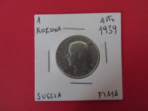 Antigua Moneda Suecia 1 Corona De Plata Año 1949 Escasa