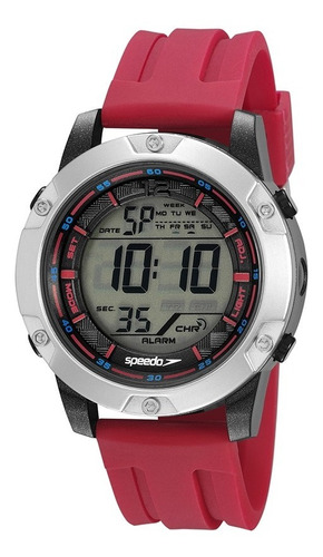 Relógio Masculino Speedo Modelo 11019 Cor da correia Vermelho Cor do bisel Alumínio - Preto Cor do fundo Transparente