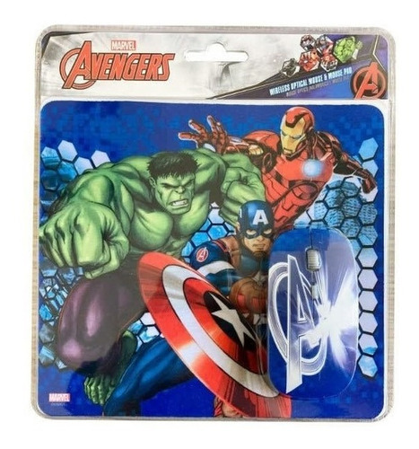 Kit Mouse Inalambrico Y Mouse Pad Avengers 2