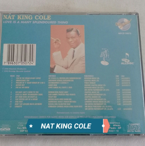 Cd Nat King Cole -love Is A Many Splendoured... (Usado)