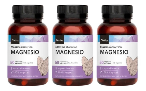 Magnesio Natier X50 Capsulas Fatiga Estres Ansiedad X3 Unid